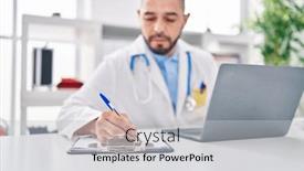  Presentation with medical laptop - Presentation featuring young-latin-man-doctor-using background and a light gray colored foreground