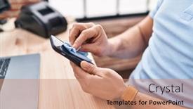  Presentation with cleaning business - PPT theme featuring young-latin-man-ecommerce-business background and a coral colored foreground