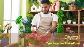  Presentation with diffuser - PPT theme having young-latin-man-florist-using background and a red colored foreground