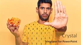  Presentation with nachos - Slide set with young-latin-man-holding-nachos background and a yellow colored foreground