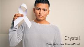 Presentation with violence women - Presentation design featuring young-latin-man-holding-white background and a lemonade colored foreground
