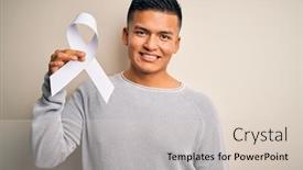  Presentation with violence women - Colorful slides enhanced with young-latin-man-holding-white backdrop and a lemonade colored foreground
