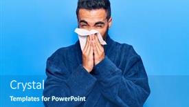  Presentation with illness - Presentation design enhanced with young-latin-man-illness-using background and a ocean colored foreground