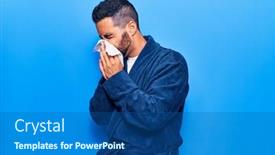  Presentation with illness - Presentation design consisting of young-latin-man-illness-using background and a ocean colored foreground