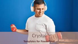  Presentation with latin music - Slide set featuring young-latin-man-listening background and a coral colored foreground