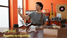  Presentation with latin music - Slide set consisting of young-latin-man-musician-having and a  colored foreground