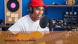  Presentation with latin music - PPT theme having young-latin-man-musician-singing background and a red colored foreground