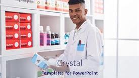  Presentation with prescription - PPT layouts having young-latin-man-pharmacist-holding background and a sky blue colored foreground