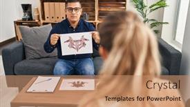  Presentation with psychology - PPT layouts having young-latin-man-psychologist-having background and a coral colored foreground