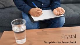  Presentation with psychology - Presentation having young-latin-man-psychologist-prescribe background and a coral colored foreground