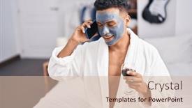  Presentation with facial - Presentation consisting of young-latin-man-relaxed background and a soft green colored foreground