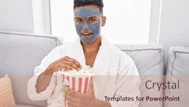  Presentation with facial - Slide set with young-latin-man-relaxed background and a  colored foreground