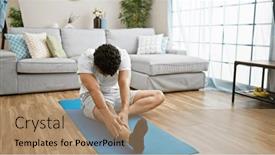  Presentation with floor - Slide deck having young-latin-man-sitting and a coral colored foreground