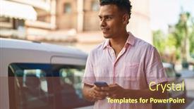  Presentation with confident - Presentation theme having young-latin-man-smiling-confident background and a tawny brown colored foreground