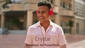  Presentation with latin music - Presentation design consisting of young-latin-man-smiling-confident background and a coral colored foreground