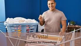  Presentation with laundry room - PPT layouts consisting of young-latin-man-smiling-confident background and a coral colored foreground