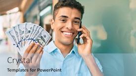  Presentation with latin america communities - Slide deck with young-latin-man-smiling-happy background and a light blue colored foreground