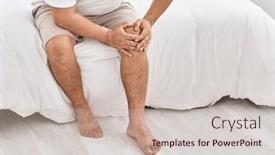  Presentation with knee - PPT layouts having young-latin-man-suffering background and a soft green colored foreground