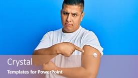  Presentation with negative - Theme having young-latin-man-using-glucose background and a coral colored foreground