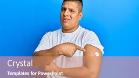  Presentation with concept - PPT theme featuring young-latin-man-using-glucose background and a coral colored foreground