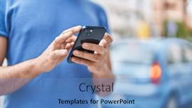  Presentation with smartphone - Presentation having young-latin-man-using-smartphone and a teal colored foreground