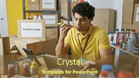  Presentation with volunteer - Theme featuring young-latin-man-volunteer-using and a  colored foreground