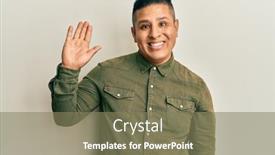  Presentation with saying - PPT theme with young-latin-man-wearing-casual background and a violet colored foreground