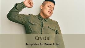  Presentation with stretching - PPT theme having young-latin-man-wearing-casual background and a mint green colored foreground
