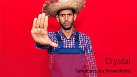  Presentation with sing - Colorful presentation theme enhanced with young-latin-man-wearing-farmer backdrop and a crimson colored foreground