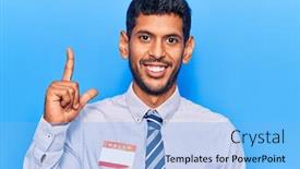  Presentation with hello my name - Theme enhanced with young-latin-man-wearing-sticker background and a light blue colored foreground