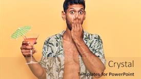  Presentation with summer - Presentation theme enhanced with young-latin-man-wearing-summer background and a coral colored foreground