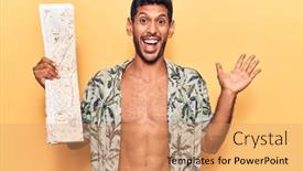  Presentation with city map - Cool new PPT layouts with young-latin-man-wearing-summer backdrop and a coral colored foreground