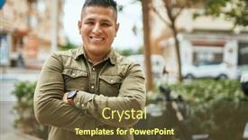  Presentation with city - Beautiful theme featuring young-latin-man-with-arms backdrop and a tawny brown colored foreground