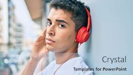  Presentation with latin music - Colorful theme enhanced with young-latin-man-with-serious backdrop and a light blue colored foreground