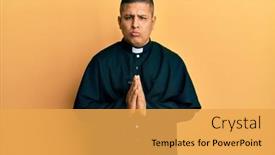  Presentation with praying hands - Presentation theme enhanced with young-latin-priest-man-praying background and a yellow colored foreground
