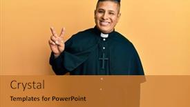  Presentation with victory - Theme with young-latin-priest-man-standing background and a gold colored foreground