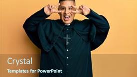  Presentation with peace - Presentation theme with young-latin-priest-man-standing background and a wine colored foreground