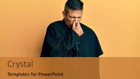  Presentation with bad breath - Slide set enhanced with young-latin-priest-man-standing background and a gold colored foreground