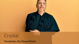  Presentation with question - Slide deck with young-latin-priest-man-standing background and a gold colored foreground