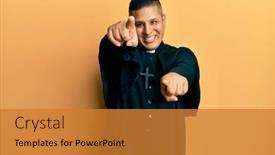  Presentation with fingers - Beautiful theme featuring young-latin-priest-man-standing backdrop and a gold colored foreground