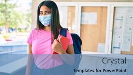  Presentation with medical book - PPT layouts featuring young-latin-student-girl-wearing background and a teal colored foreground
