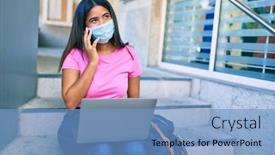  Presentation with medical student - PPT theme featuring young-latin-student-girl-wearing background and a teal colored foreground