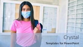  Presentation with medical book - Colorful presentation enhanced with young-latin-student-girl-wearing backdrop and a light blue colored foreground