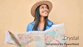  Presentation with city map - Slides having young-latin-tourist-girl background and a lemonade colored foreground