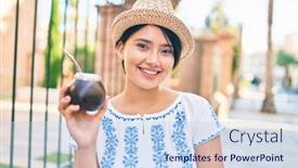  Presentation with infusion - Slide set enhanced with young-latin-tourist-girl background and a sky blue colored foreground