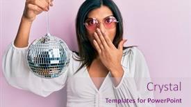  Presentation with disco ball - Theme with young-latin-transsexual-transgender-woman background and a lemonade colored foreground