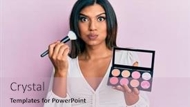  Presentation with blush - Presentation design consisting of young-latin-transsexual-transgender-woman background and a soft green colored foreground