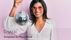  Presentation with disco ball - Beautiful PPT theme featuring young-latin-transsexual-transgender-woman backdrop and a soft green colored foreground