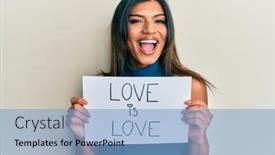  Presentation with transgender - Presentation theme featuring young-latin-transsexual-transgender-woman background and a light blue colored foreground