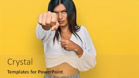  Presentation with violence woman - Slide set with young-latin-transsexual-transgender-woman background and a yellow colored foreground